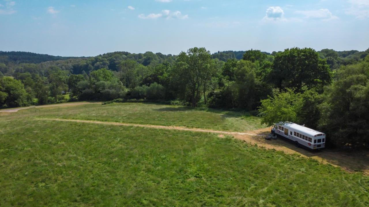 American School Bus Retreat With Hot Tub In Sussex Meadow Uckfield Exterior foto